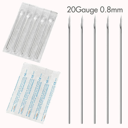 Disposable Sterile Body Piercing Needles Stainless Steel 0.8/1.0/1.2/1.6/2.0mm for Ear Nose Belly Tongue Eyebrow Piercer Tools