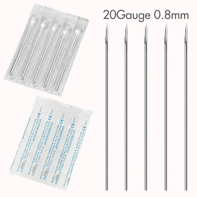 Disposable Sterile Body Piercing Needles Stainless Steel 0.8/1.0/1.2/1.6/2.0mm for Ear Nose Belly Tongue Eyebrow Piercer Tools