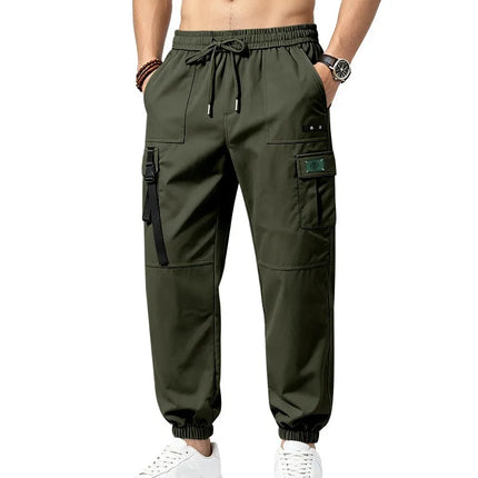 New Men's Street-Style Workwear Sport Pants, with Elastic Waistband, Multiple Pocket Design, and a Casual and Fashionable Loose