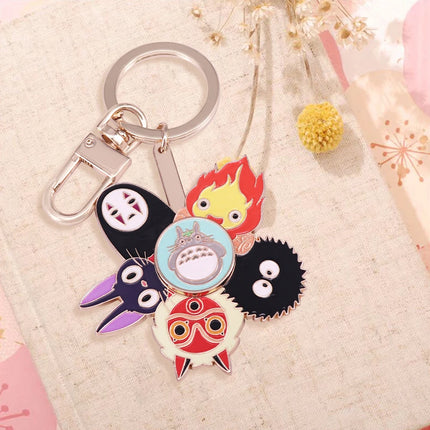 Japanese Cute Mash-up Revolving Enamel Keychain