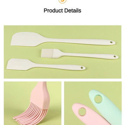 3 piece kitchen baking set all in one silicone spatula oil brush baking butter spatula single cake scraper baking tool