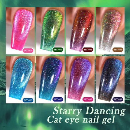 Romantic Galaxy Cat Eye Gel Nail Polish Semi-permanent Glitter Soak Off UV Holographic Magnetic Rainbow Gel for Nail Manicure
