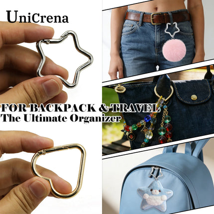 UniCrena Heart Carabiner Clip 4Pcs Spring Snap Hook Carabiner Keychain Ring Clip for Backpack Keys Travel Camping, Bulk Supplies