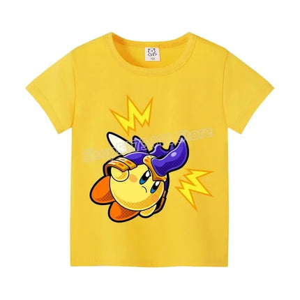 Star Kirbys Summer Short Sleeve Kid Cute T-shirt Colorful Tops Baby Cartoon Fashion Tee Kawaii Game Boy Girl Casual Clothes Gift