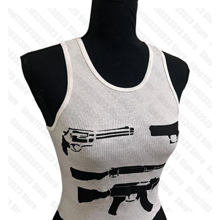 Emo Girl Gothic Vintage Punk Print Graphic Vest Y2k style Aesthetic Women Clothing Tank Tops Crop Tops Streetwear Sexy Baby Tank