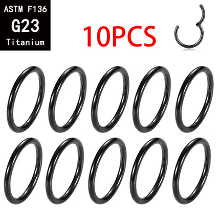 1/10PCS ASTM F136 Titanium Hinged Hoop Nose Rings 20G 18G 16G Septum Ring Wholesale Body Piercing Jewelry Cartilage Rook Earring