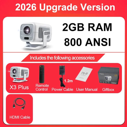 2026 Huaweishi X3 plus Projector Android 4K Native Portable 1080P Auto Focus  Video home Cinema Outdoor hd led hy320 Projetor