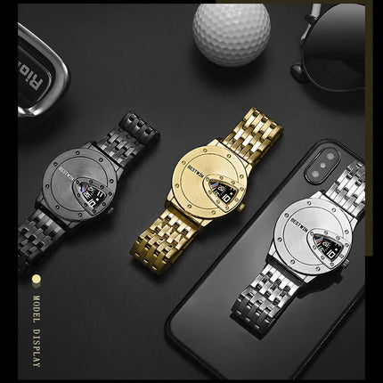 2023 BESTWIN Luxury Brand Trendy Cool Men's Wrist Watch Stainless Steel Tech Fashion Quartz Watch For Men Relogio Masculino