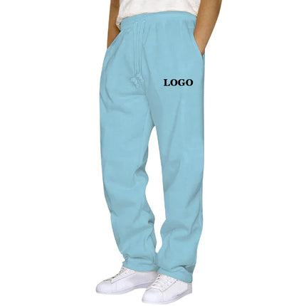 Customized Straight Leg Sweatpants Men Autumn Winter Personality Printed Thicken Jogger Pants Pocket Trousers Streetwear S - 5XL