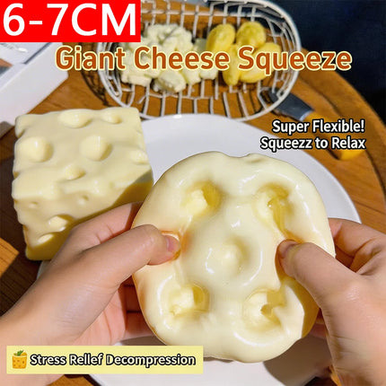 In Stock Jumbo Cheese Cube Stress Ball Shapeable Squeeze Decor Non-Bounce or Bounce ASMR Sensory Anti-Stress Relief Squishy Toy