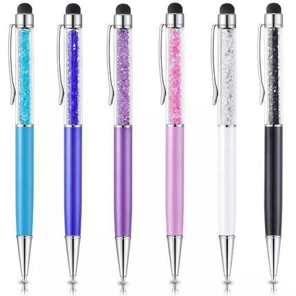 50pcs/Lot Crystal Metal Ballpoint Pen Fashion Creative Stylus Touch for Writing Stationery Office School Gift Free Custom Logo