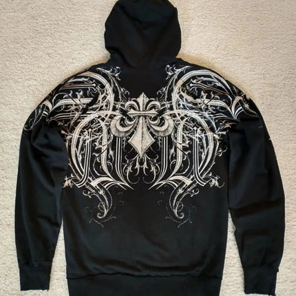 European and American Fashion New Men's Autumn Gothic Skull Letter Printed Comfortable Soft Hoodie Outdoor Street Style Top