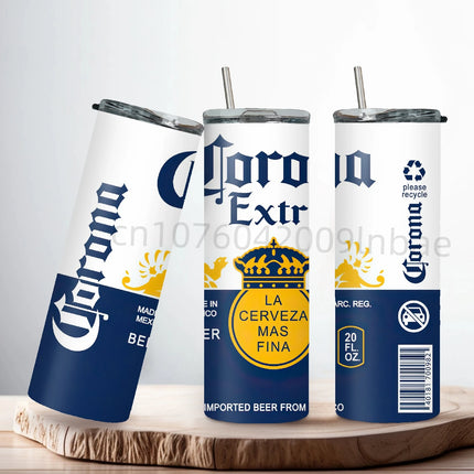 20oz Keep Hot or Cold Corona Tumblers Cup With Lid and straw Mexican Creative Extra Beer Can Stainless Steel Vacuum Water Bottle