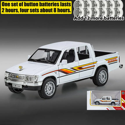 1:32 Toyota Hilux Off Road Pickup Truck Alloy Diecast Metal Model Hight Simulation Sound Light Toy Desktop Ornaments Boys Gifts