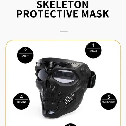 Cycling Colorful Goggles Motorcycle Skull Mask Riding Windproof Full Face Mask Paintball Game Tactical Protective Helmet Mask