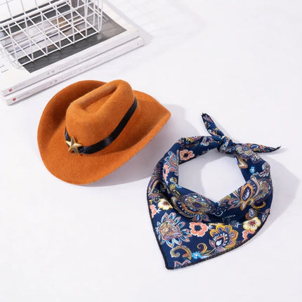 Pet Cowboy Hat with Bandana Western Style Star Decor for Cats Dogs Small Large Sizes Party Cosplay Costume