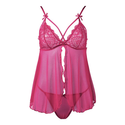 2026 Hot Sale Romantic Wire Free Bra Hollow Out Lingerie Set Pink Women Lace Bra And Panties Underwear Set