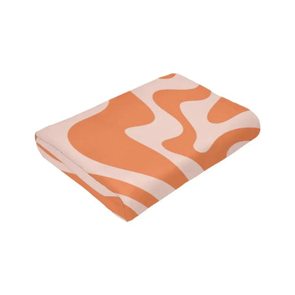 Liquid Swirl Abstract Throw Blanket – Orange & Pale Blush Flowing Design, Soft Stuffed Sofa Bed Cover for Modern Home Decor