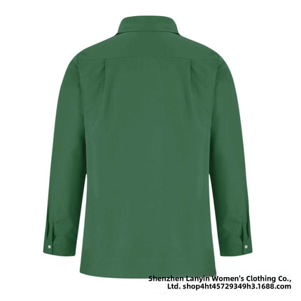 Long Sleeve Collared Men's Shirt Business Commute Style Polyester Fabric Machine Washable Spring Autumn Collection 2025