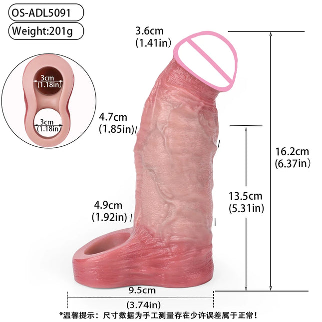 ORALSX Penis Extender Condom Silicone Reusable Penis Sleeve Glans Enlarger Delay Ejaculation Cockring Adult Sex Toys For Couples