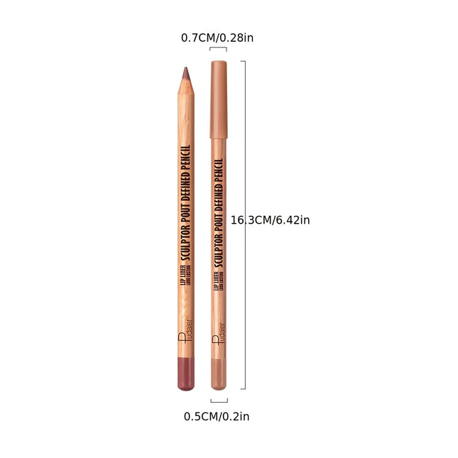 2Pcs Matte Nude Lip Liner Set High Pigmentation Waterproof Long-Lasting Smooth Lip Pencil for Daily Makeup