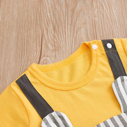 Newborn Baby Clothes Unisex Standing ear mouse pattern Summer cotton Short Sleeve Romper Infant Toddler Pajamas One Piece Outfit
