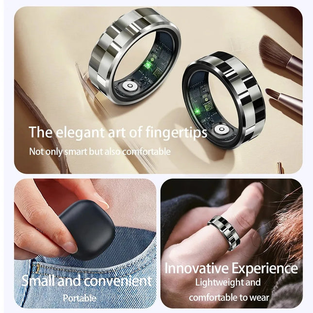Smart Ring Luxury Fashion Finger Ring Men 5ATM Waterproof Support Swimming Health Tracker Heart Rate Blood Oxygen Monitoring New