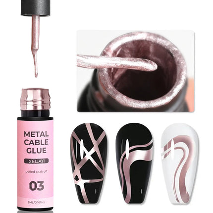 5ml Metallic Gold Silver Nail Liner Polish Mirror Chrome Effect Painting Nail Gel Polish 3D French Soak Off UV/LED Striper Gel @