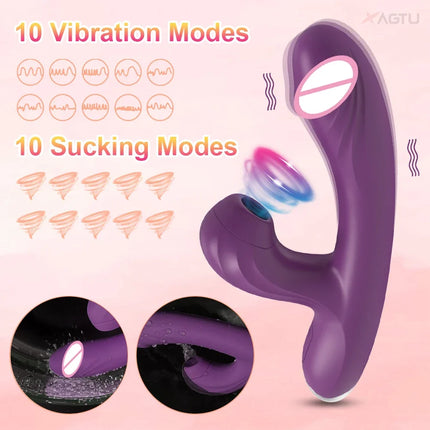 Clit Sucker 2 in 1 Vibrator Dildo for Women G-Spot Clitoris Vacuum Stimulator Heating Dildo  Female Sex Toy Adults Goods 18+
