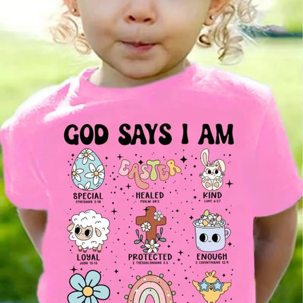 Jesus Loves Me Print Kids T-Shirt Colorful Letter Print Casual Boys Girls Short Sleeve Round Neck T-shirt Funny Tops for Children