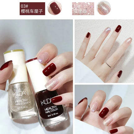 8ml Water-based Nail Polish No Baking Long Lasting Semi-permanent Quick Dry non-peelable Nail Varnish DIY Fashion Manicure