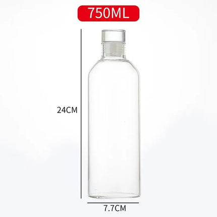 Glass Water Bottle with Leak-Proof Lid, Reusable Eco-Friendly Drinking Bottle Travel Mug for Drinks and Sauces