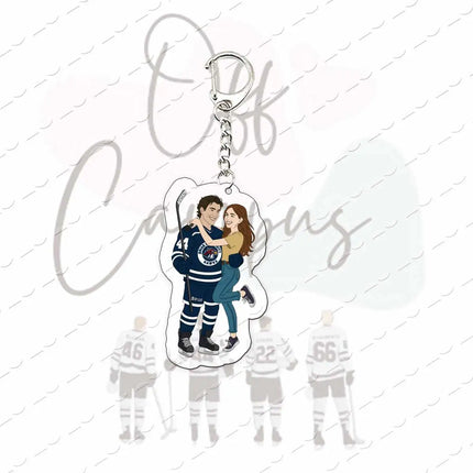 TV Show Off Campus K Keychain Bag Charm Elle Kennedy Garrett Graham Hockey Acrylic Keyrings Pendant Chain Fans Friends Gifts