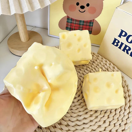 Jumbo Cheese Cube Stress Ball Big Cheese Shapeable Squeeze Ball Non-Bounce Fidget Toy ASMR Sensory Anti-Stress Festival Gift