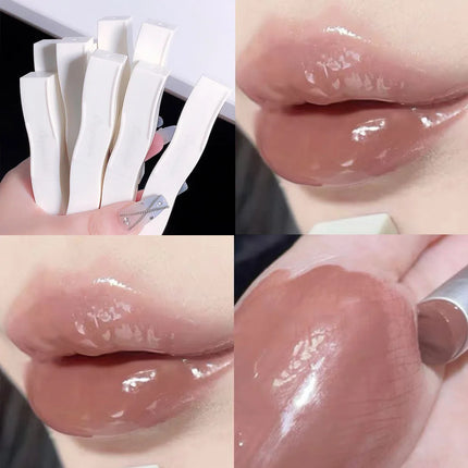 Cappuvini Red Lip Tint Black White Tube Lipstick Light Watery Lip Glaze Soft Mist Lip Gloss Moisture Lipstick 1pcs Mirror Watery