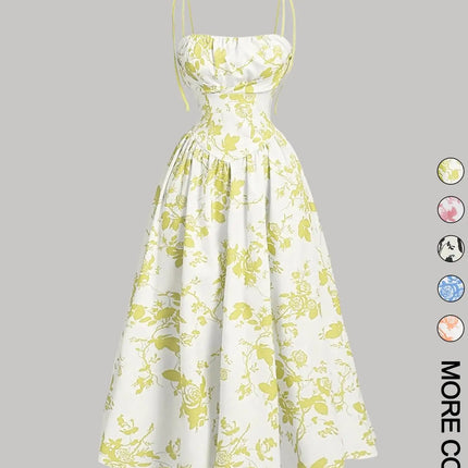 New Women's Print Spaghetti Strap Dress Summer Fashion Elegant Casual Office Party Casual Dresses For Women Robe Femme Vestidos