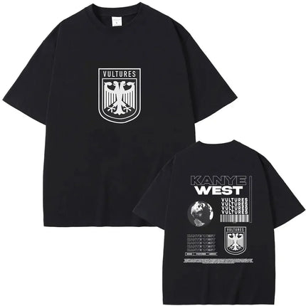 Rapper Kanye West New Music Album Vultures Graphic T-Shirts Men Women Hip Hop Street Fashion Oversized Tees Pure Cotton Tops