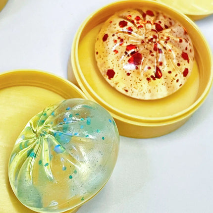 Crystal Mini Dumplings & Steamed Bun Squishy Set with Steamer Soft Squeeze Stress Relief Calming Fidget Toys Party Favors Gift