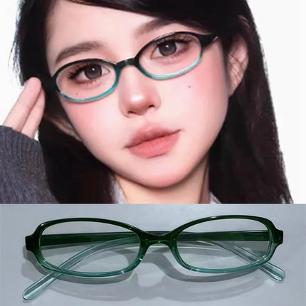 Retro Fashion Red Green Small Square Oval Frame Glasses Women Girls Y2K  Anti Blue Light Glass Reading Eyeglasses Decor Eyewear