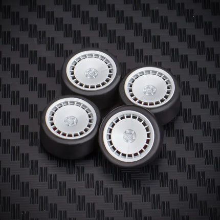 1 Set 10.8mm 1/64 Model Car Wheels for HW Ball Bearing Tires with Brake Disc Caliper Axles Rims for 1:64 Toy Models Tomica JDM