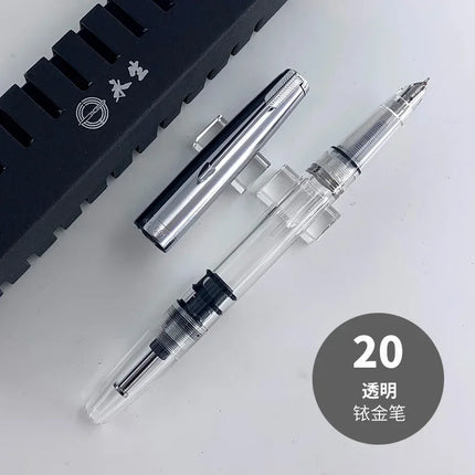 NEW Wingsung 601 Press Piston Fountain Pen Iridium EF/F Nib Steel Cap Vacumatic Resin Ink Pen School Stationery Office Supplies