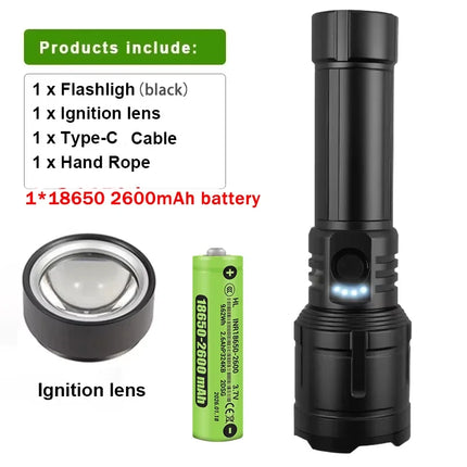Flashlight Lighter & Power Bank Combo,Rechargeable,Zoomable Super Bright Beam,5 Modes Flashlight for Outdoor Camping Emergency