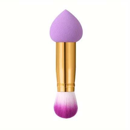 3 Pcs Double Ended Purple Makeup Sponge and Brush Set, Easy to Use, Portable Travel Set