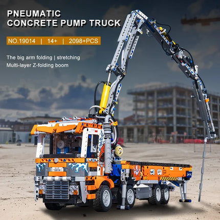 19014 Pneumatic Concrete Pump Truck 2132pcs Small Particle Assembly Model Kit Building Block set DIY Toys for Christmas Gifts