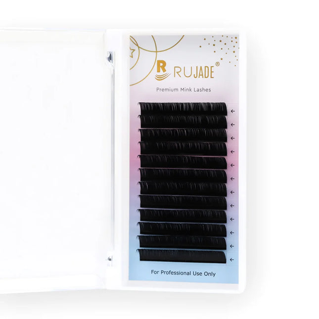 Rujade All Sizes 6-20mm Individual Eyelash Extension Matte Black Premium Russian Volume Eyelash Handmade Faux Mink Lashes Cilias