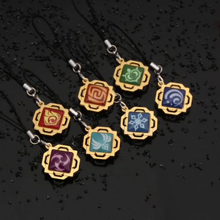 Game Genshin Impact Vision Keychain Luminous 7 Element Double Side Glass Pendant Eye Of Original Keyring Phone Charms Souvenir