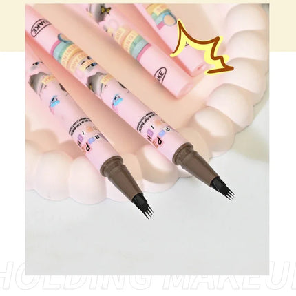 4 Colors Eyebrow Pen Waterproof 4 Fork Tip Eyebrow Tattoo Pencil Cosmetic Long Lasting Natural Dark Brown Liquid Eye Brow Pencil