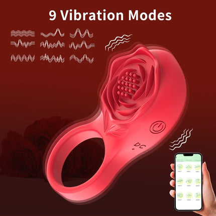 Men Rose Vibrating Cock Ring Penis Ring Ejaculation Delay Vibrator Clitoral Stimulator Penis Cockring Sex Toys for Couple