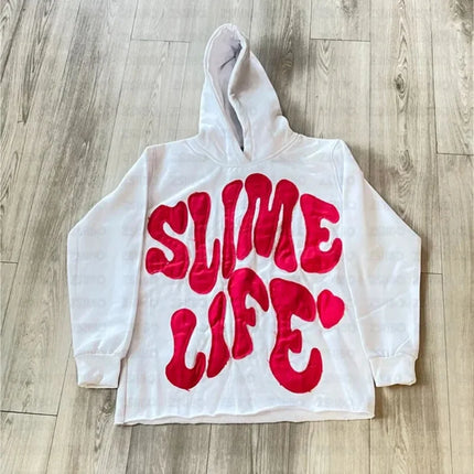 European and American Personality Fun Contrast Letter Embroidered Fashion High Street Pullover Hoodie Casual Outerwear Men Women