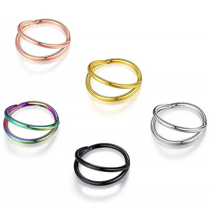 Nose Rings Hoops Double Septum Rings Cartilage Hoop Earring Piercing Nariz Open Stacked Hoop Nose Rings for Women and Men